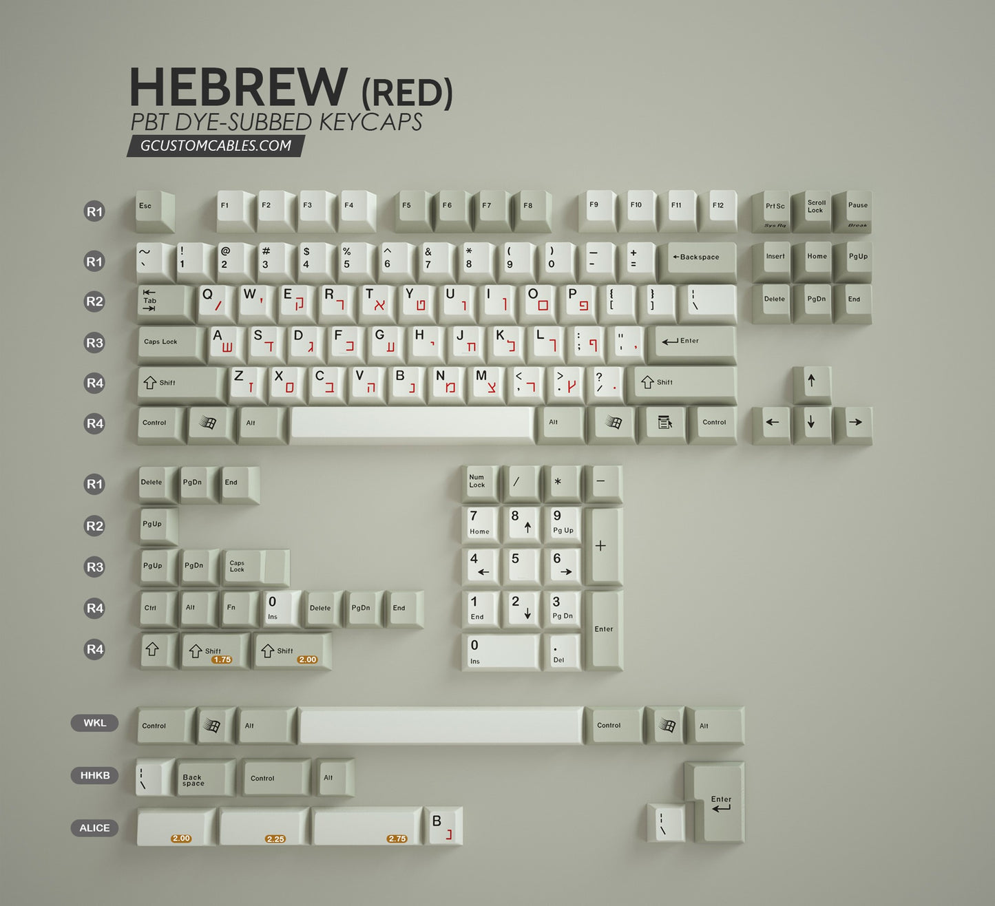 XMI Hebrew Keycaps